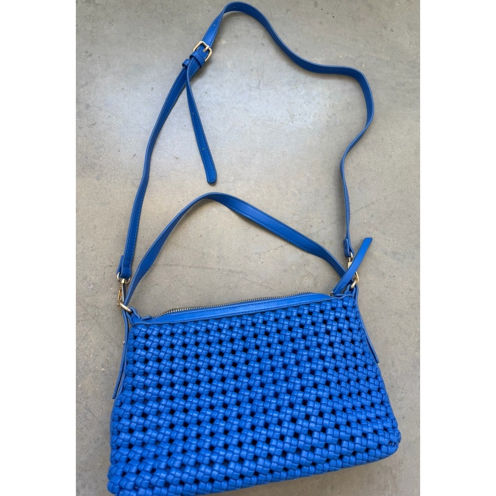 Urban Expressions Blue Cobalt Woven Crossbody Bag Vegan Leather Shoulder Bag Y2K